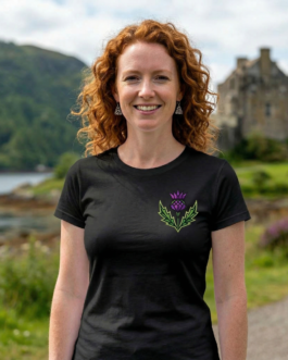 Ladies Fit Thistle Streetwear Tee – Iconic 195 Black Cotton T-Shirt | Aff The Cuff