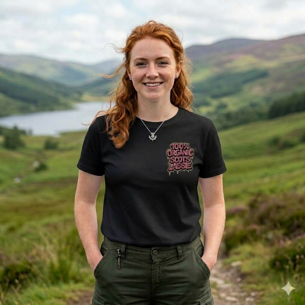 Organic Scots Lassie (Pocket Style) - Organic approved T Shirt - Image 2